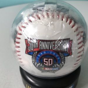 NASCAR RACING 50TH ANNIVERSARY COLLECTIBLE BASEBALL WITH BASE